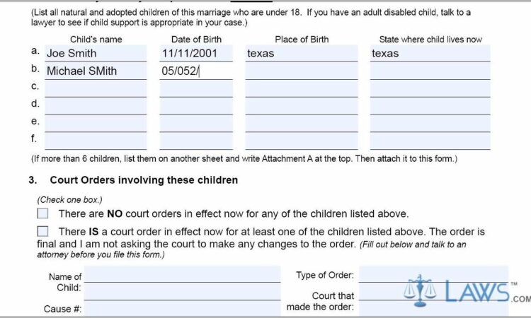 Petition For Divorce Form