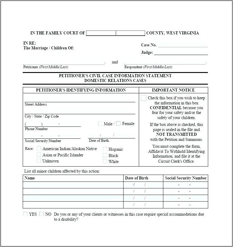 Petition Form Template Printable