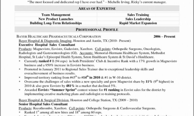 Pharmaceutical Sales Manager Resume Examples