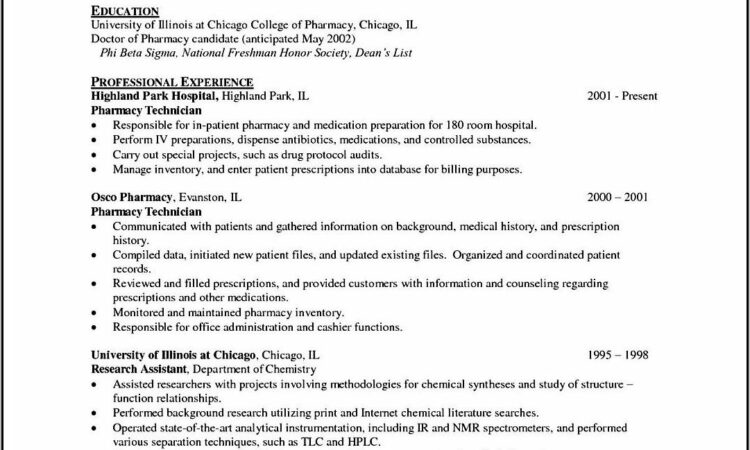 Pharmacist Curriculum Vitae Format