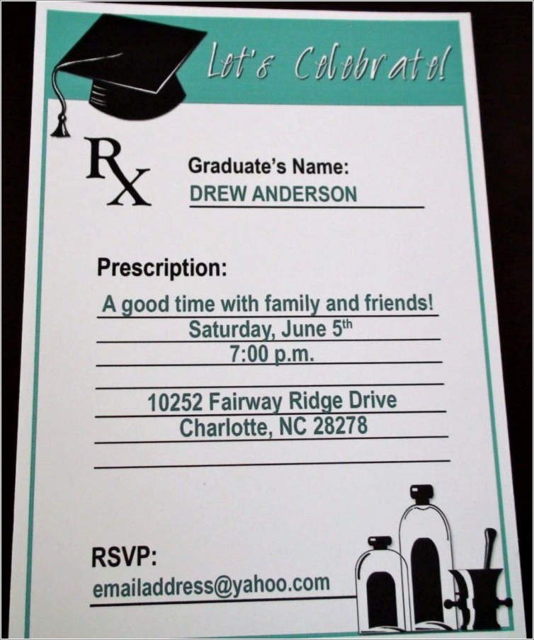 Pharmacy Graduation Invitation Template