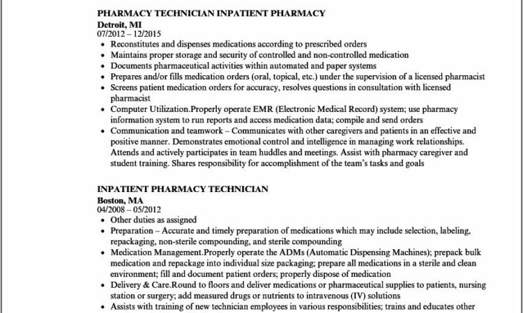 Pharmacy Technician Cv Template Uk