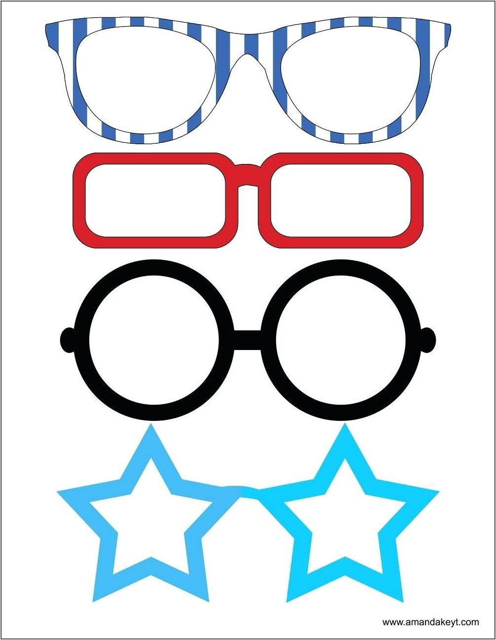 Photo Booth Prop Templates Glasses
