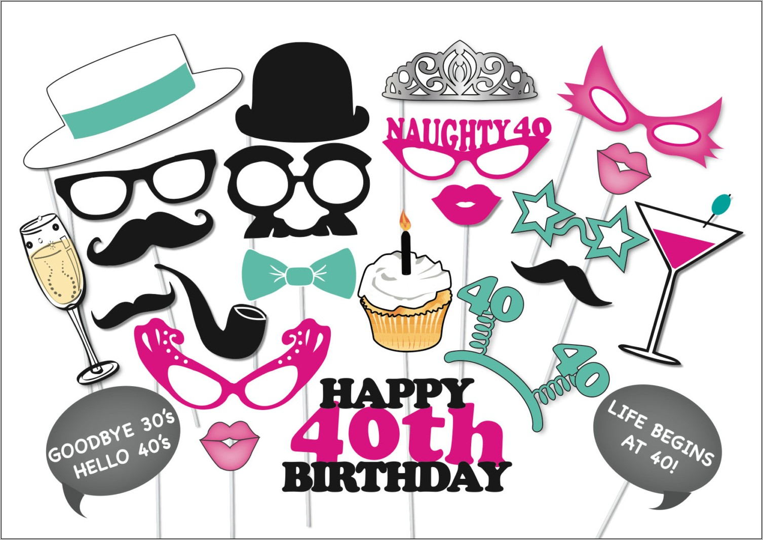 Photo Booth Props Birthday Template