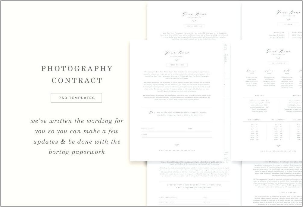 Photographers Contract Template Free