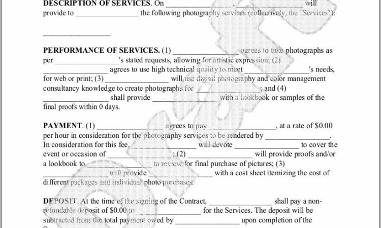 Photography Contract Template For Events