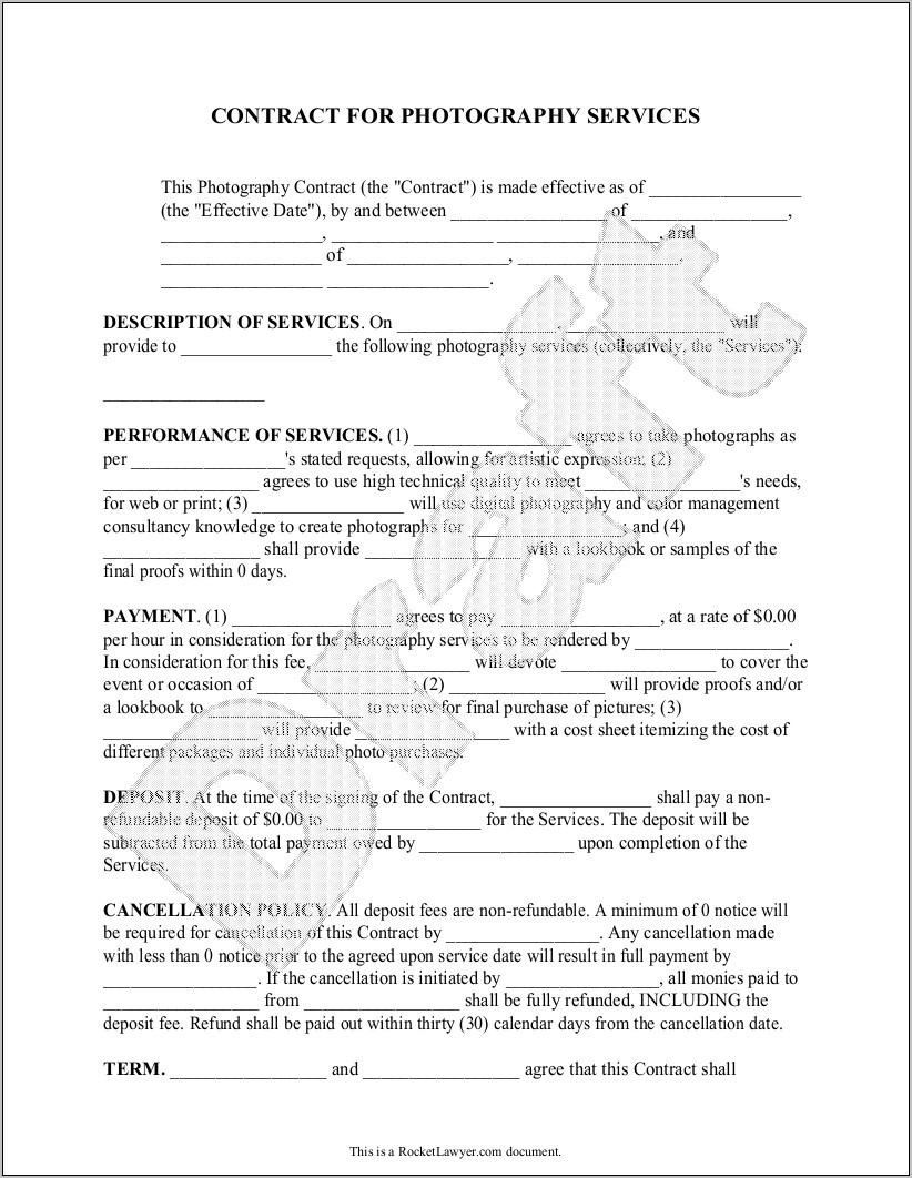 Photography Contract Template For Events