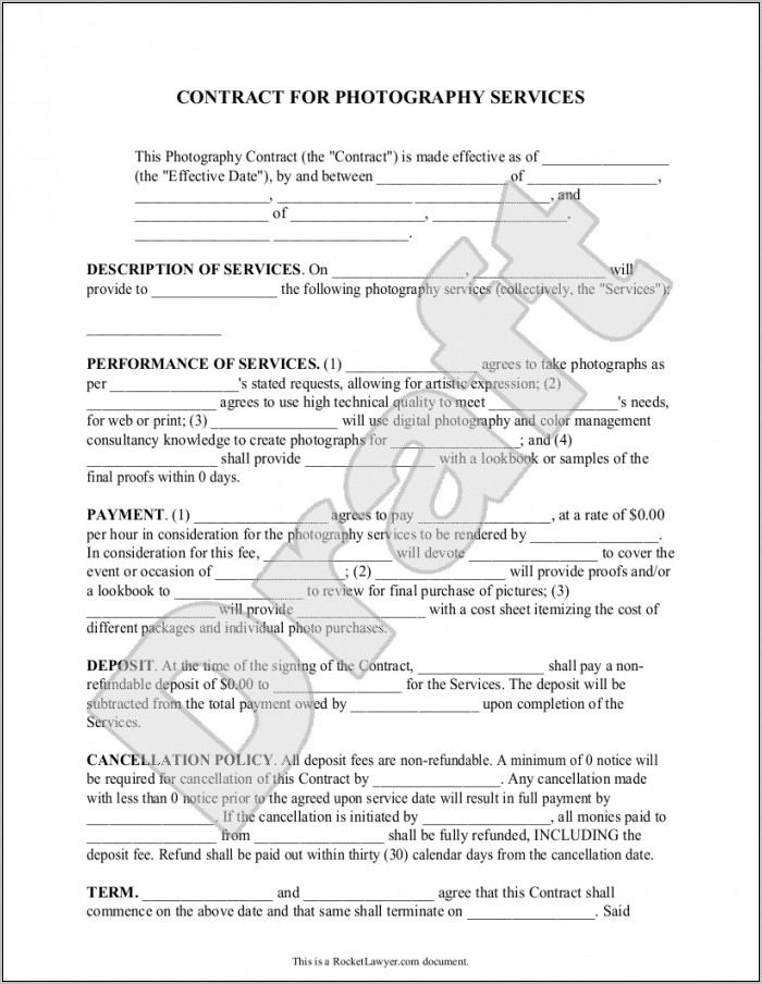 Photography Contract Template For Weddings