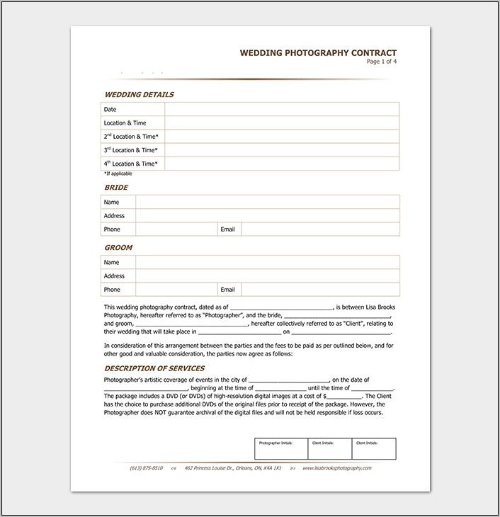 Photography Contract Template Pdf