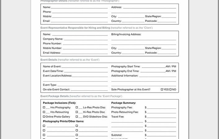 Photography Contract Template Word