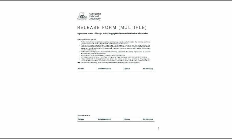 Photography Release Form Australia Template