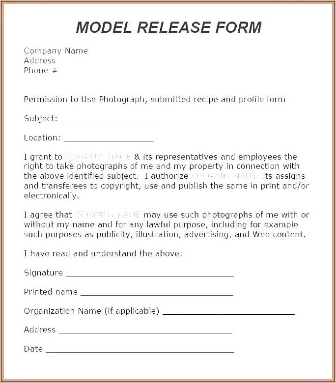 Photography Release Form Template