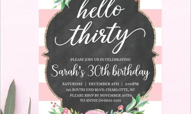 Pink 30th Birthday Invitations