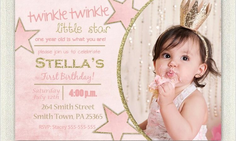 Pink And Gold 1st Birthday Invitations Free