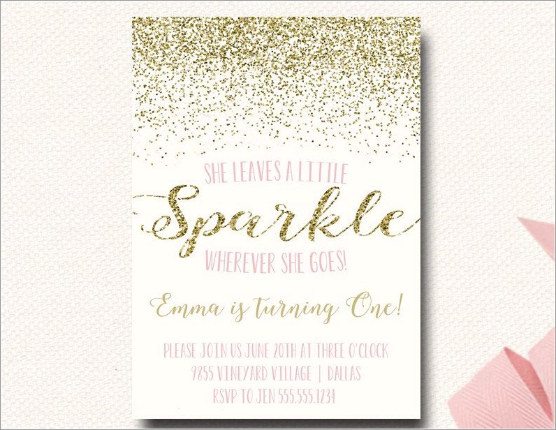 Pink And Gold Birthday Invitations