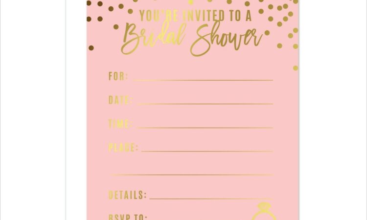 Pink And Gold Blank Invitations