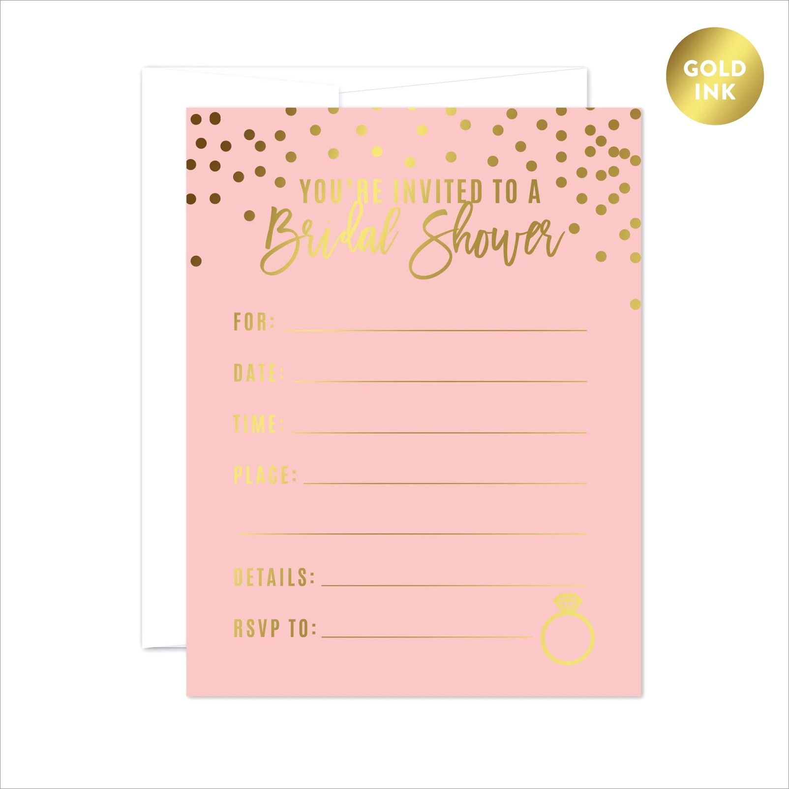 Pink And Gold Blank Invitations