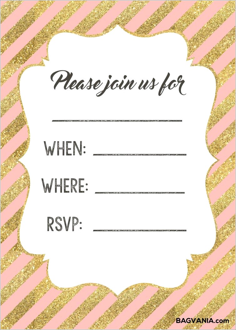 Pink And Gold Invitation Template Free
