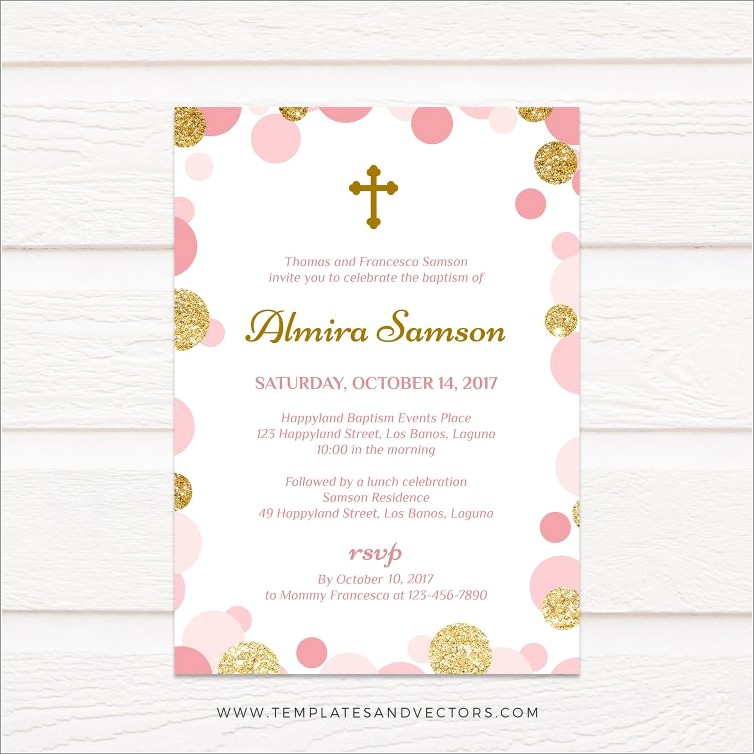Pink And Gold Invitation Template