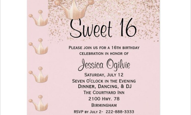 Pink And Gold Sweet 16 Invitations