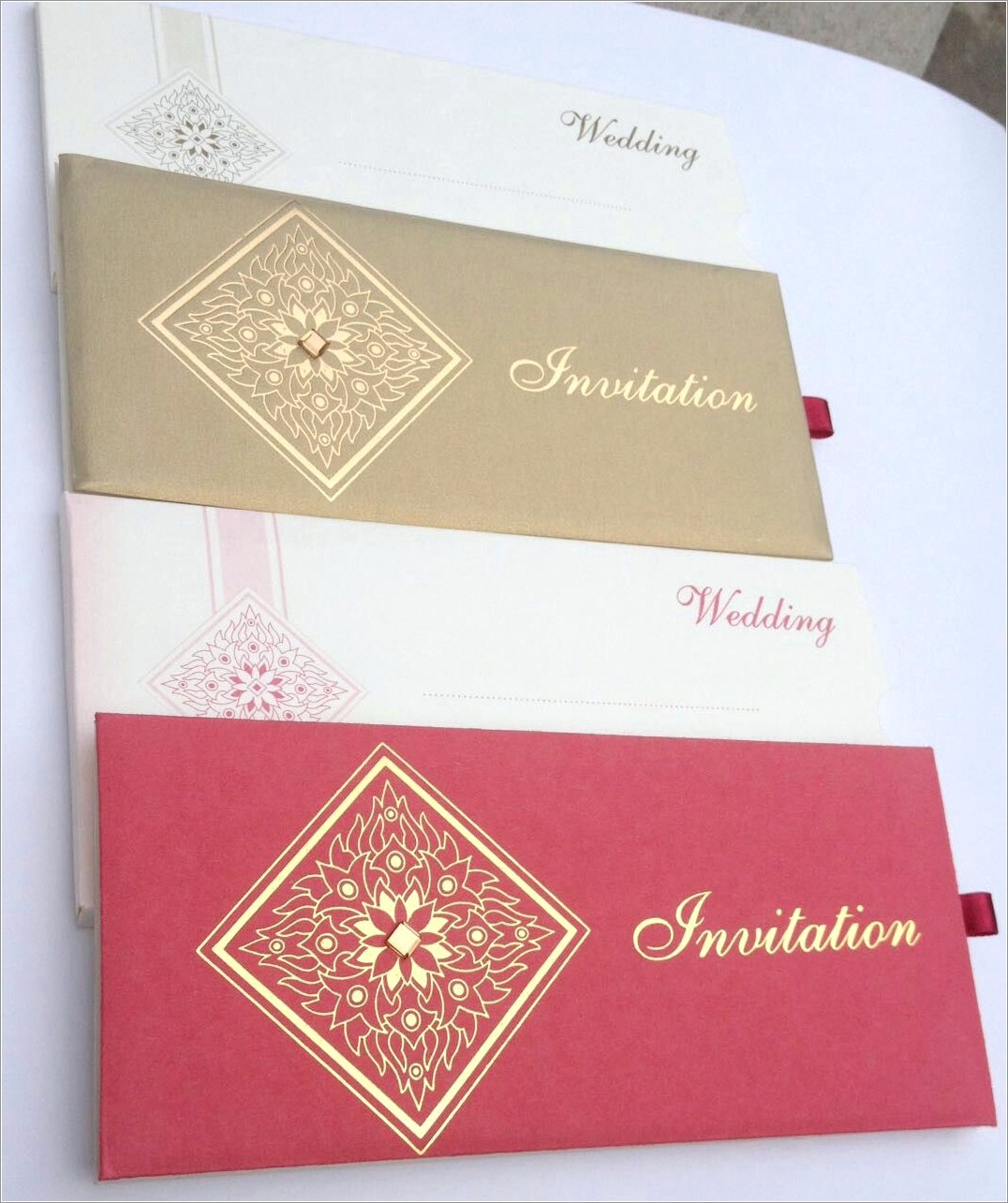 Pink And Gold Wedding Invitation Cards