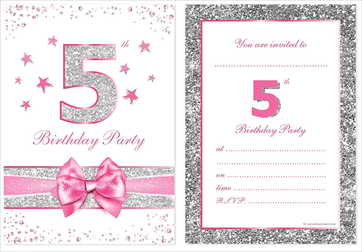 Pink And Silver Birthday Invitations