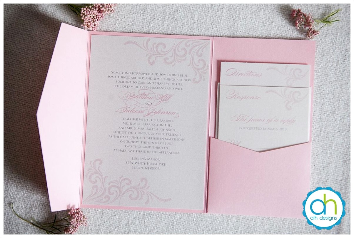 Pink And Silver Wedding Invitations