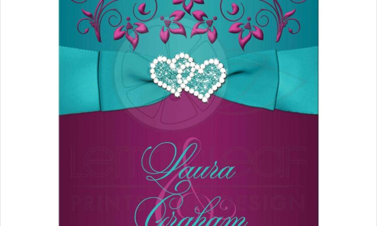 Pink And Teal Wedding Invitations