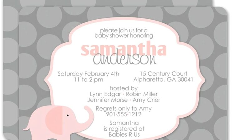 Pink Elephant Birthday Invitations