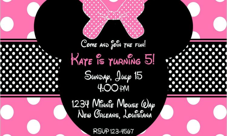 Pink Minnie Mouse Birthday Invitations