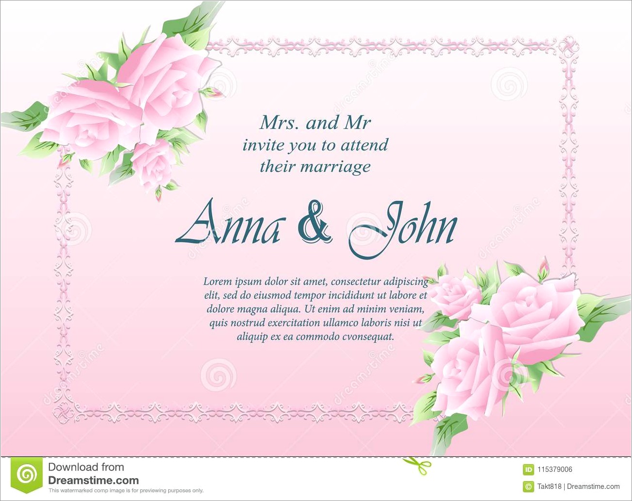 Pink Rose Wedding Invitation Background