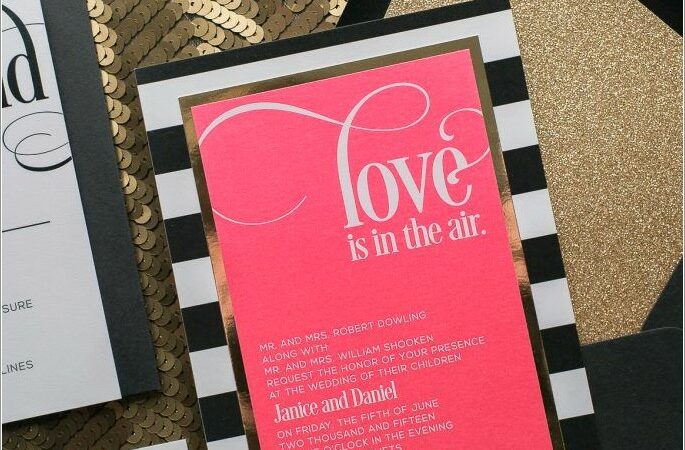 Pink White And Gold Wedding Invitations