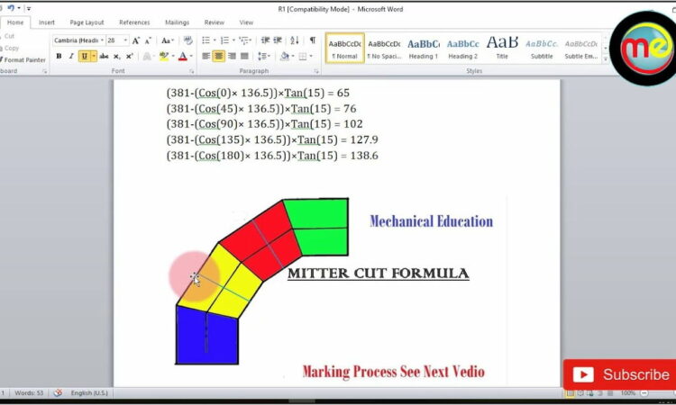 Pipe Cutting Template Formula