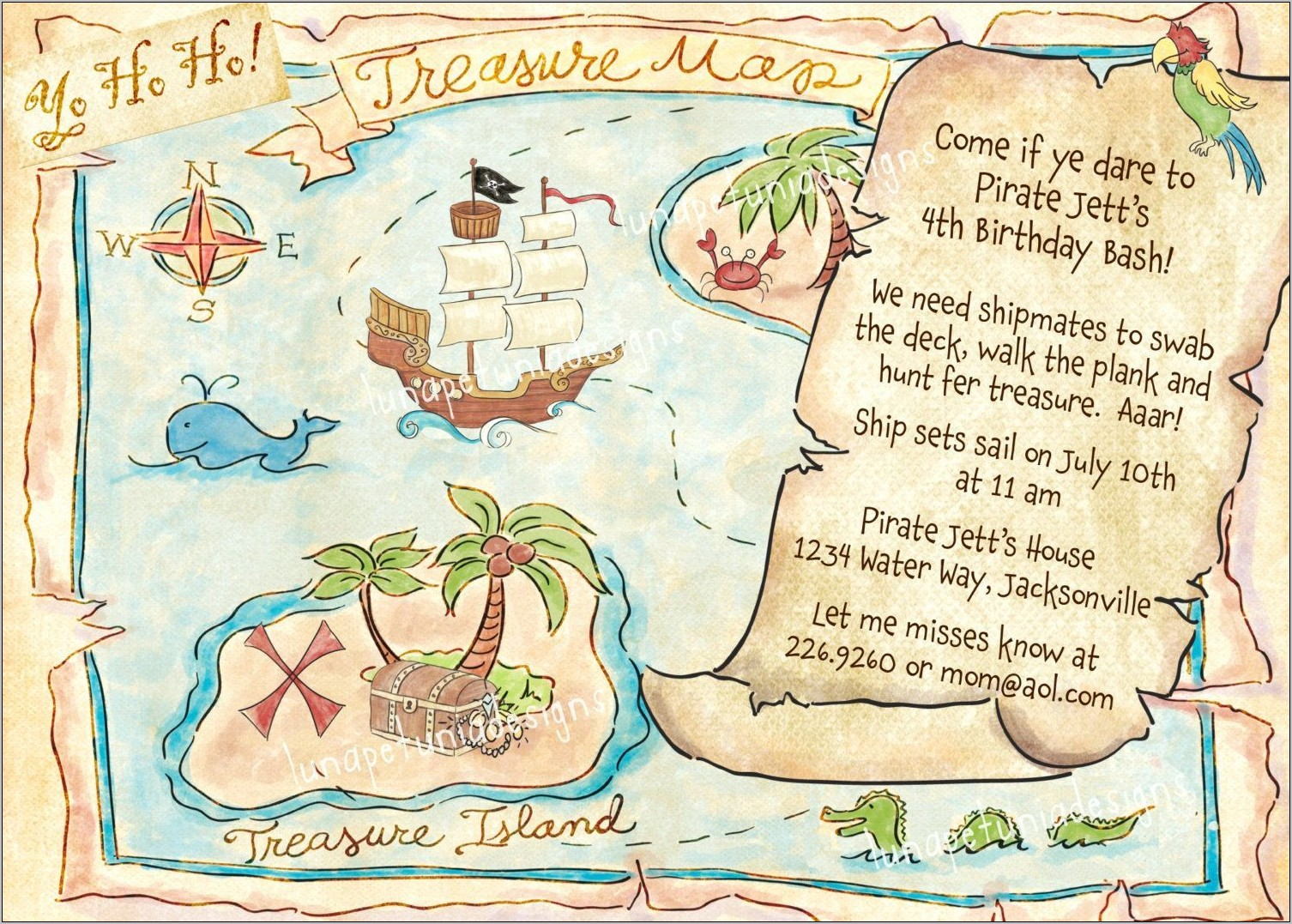 Pirate Map Invitation Template