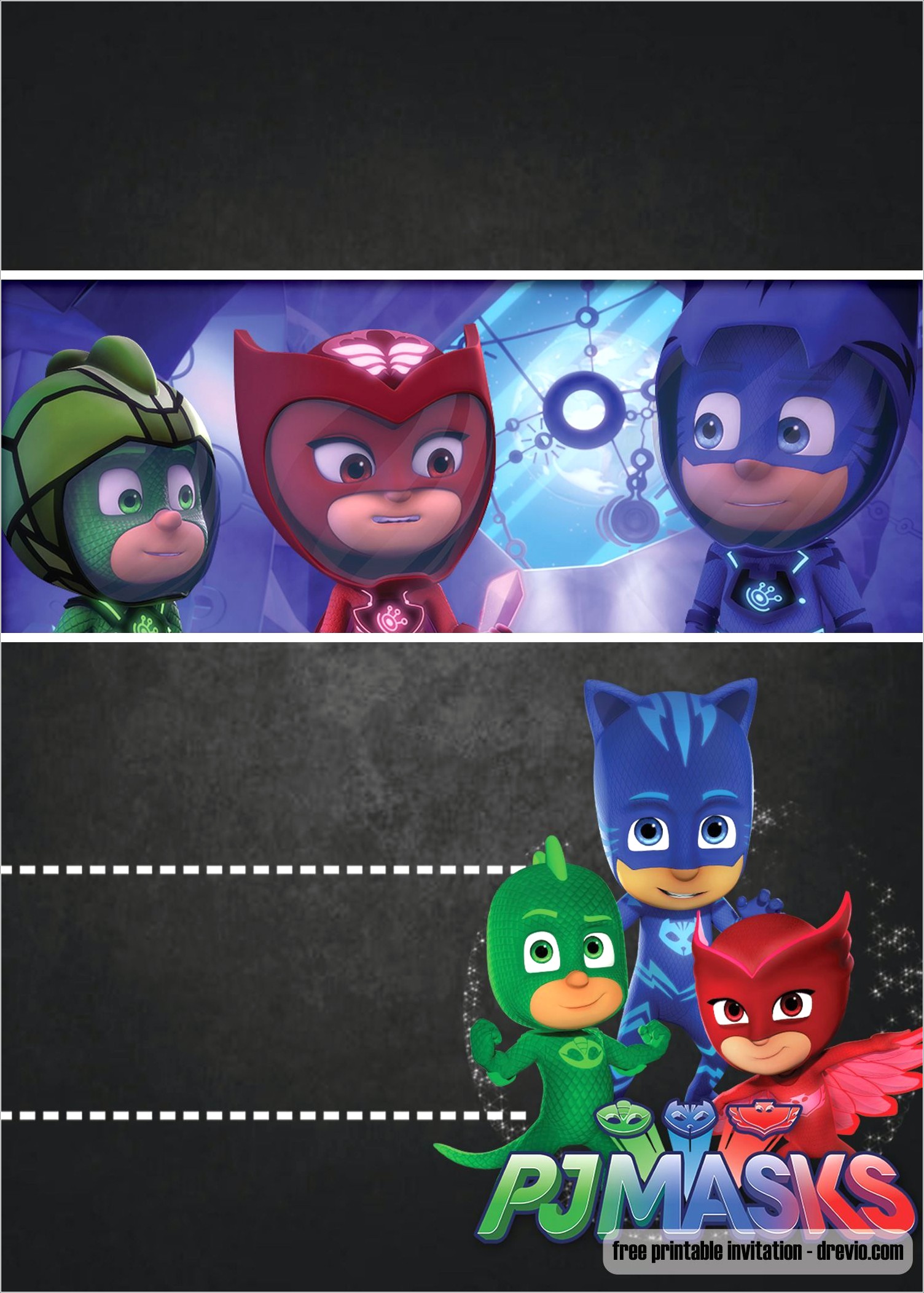 Pj Mask Birthday Invitation Template Free