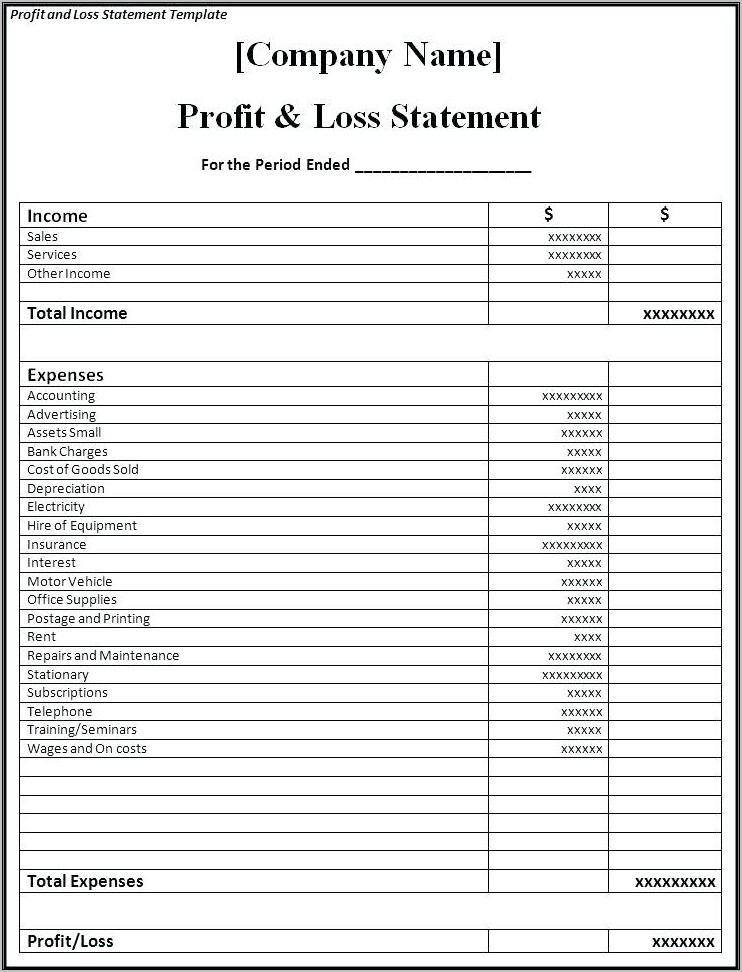 Pl Statement Template Word