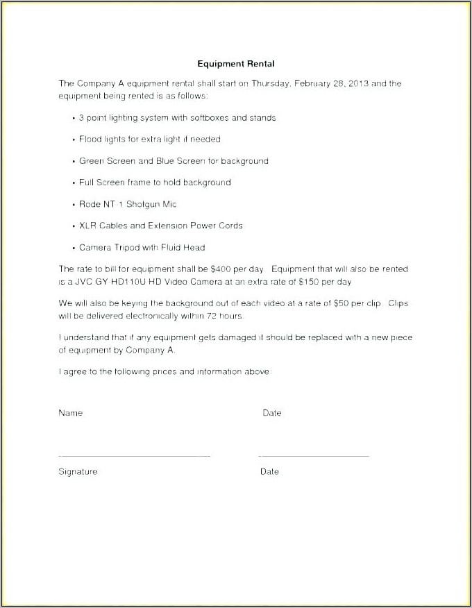 Plant Hire Agreement Template Uk