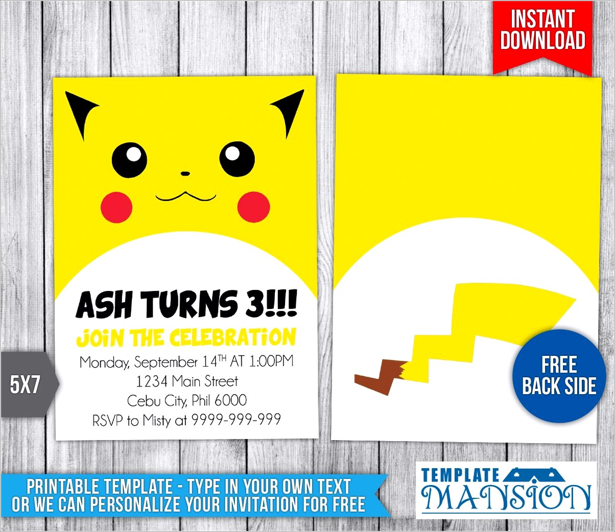 Pokemon Birthday Invitation Template