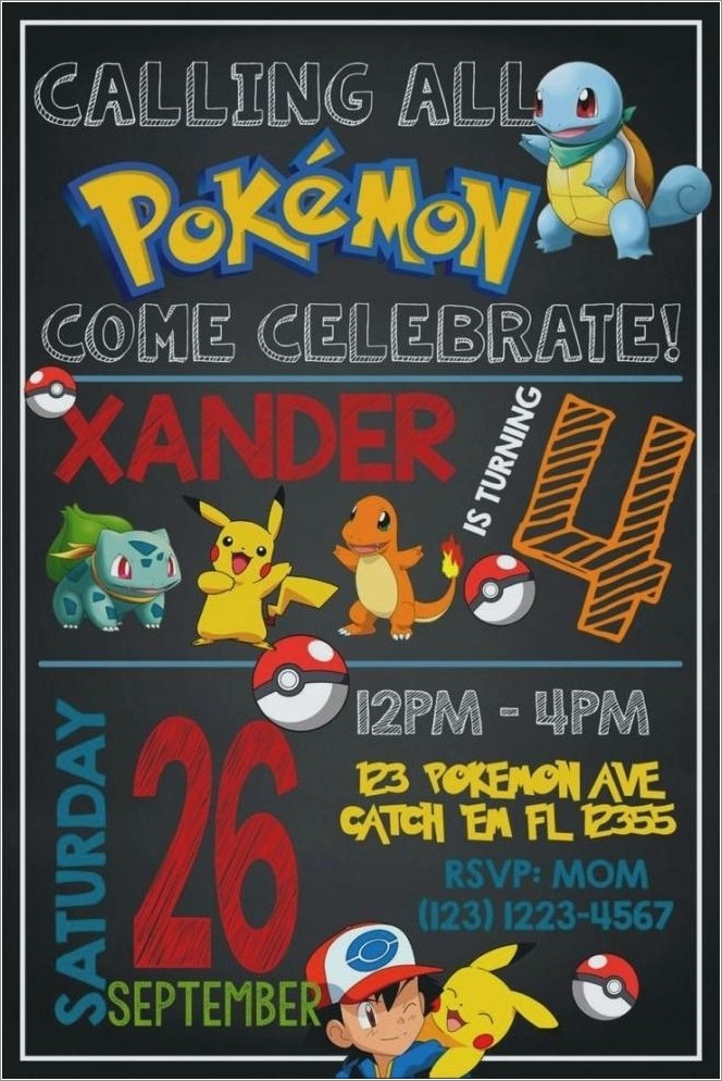 Pokemon Birthday Invitation Templates Free