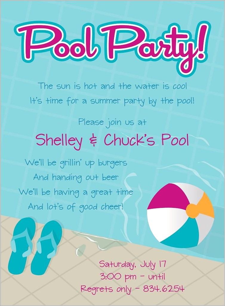 Pool Birthday Invitation Wording
