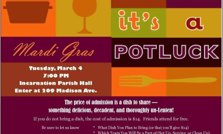 Potluck Email Invitation Template