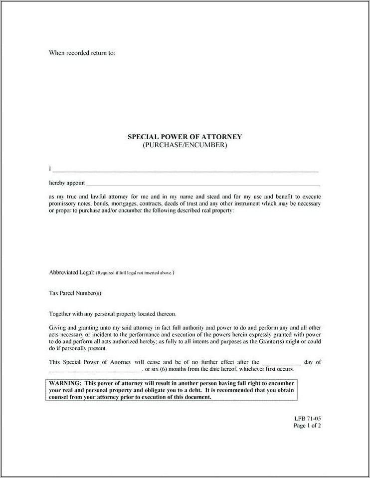 Power Of Attorney Document Template India