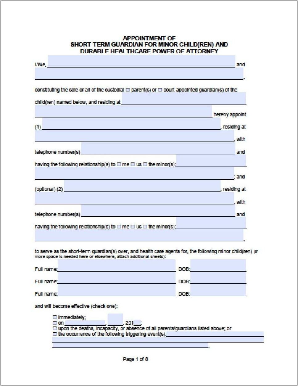 Power Of Attorney Form California Medical