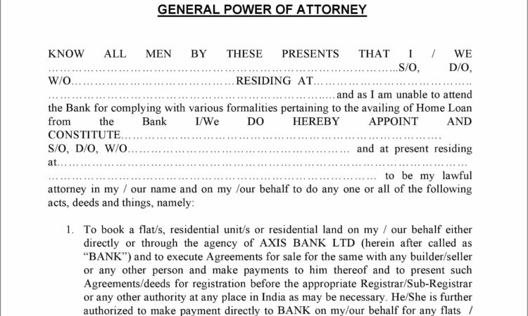 Power Of Attorney Form Download India