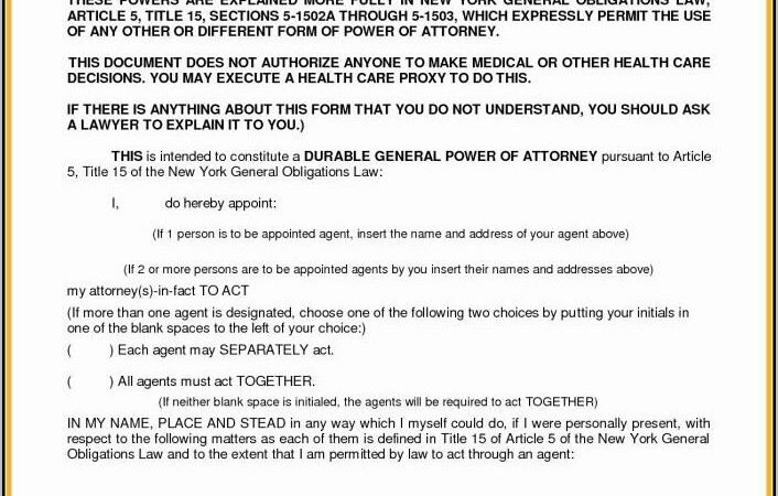 Power Of Attorney Form Florida Bar