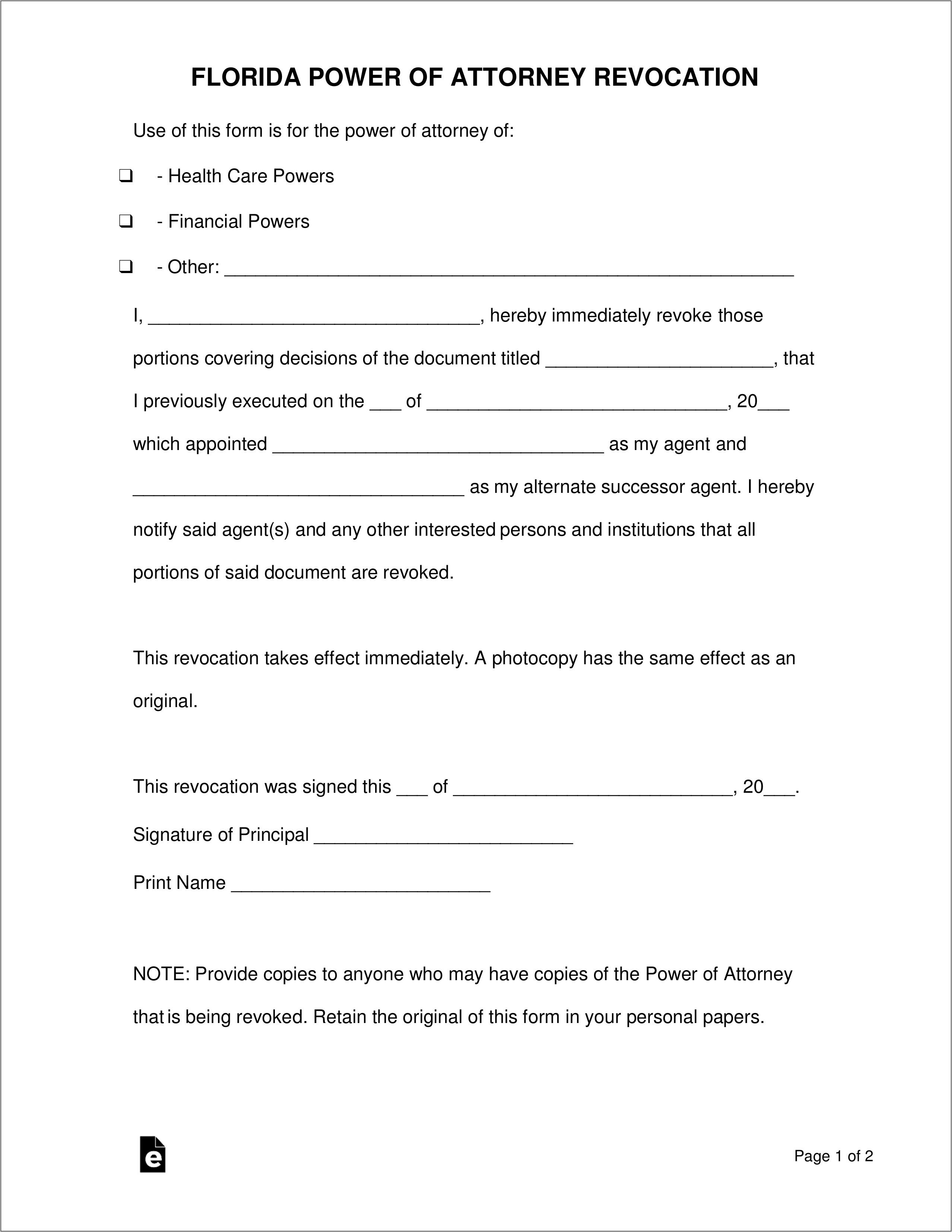 Power Of Attorney Form Florida Dmv Pdf