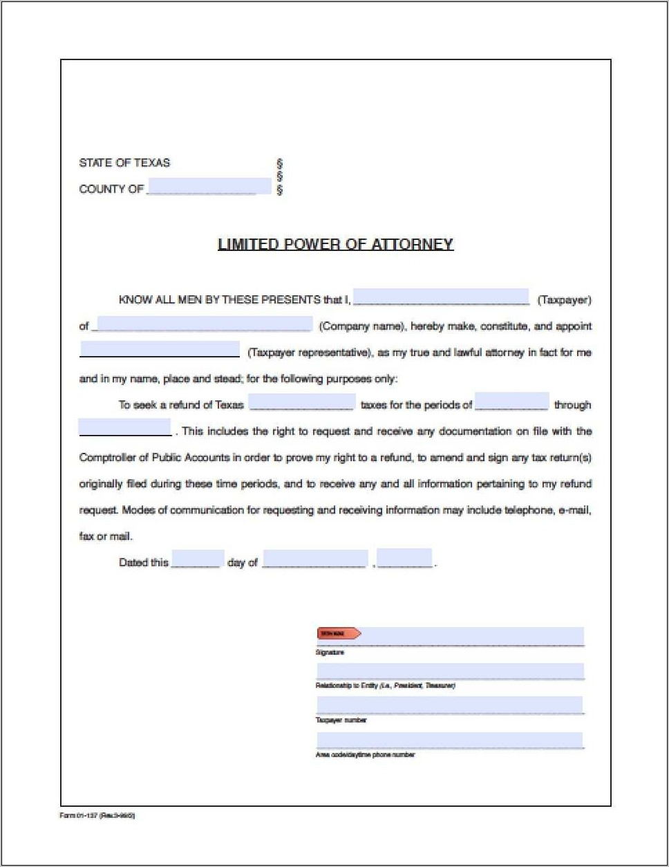 Power Of Attorney Form Texas Medical