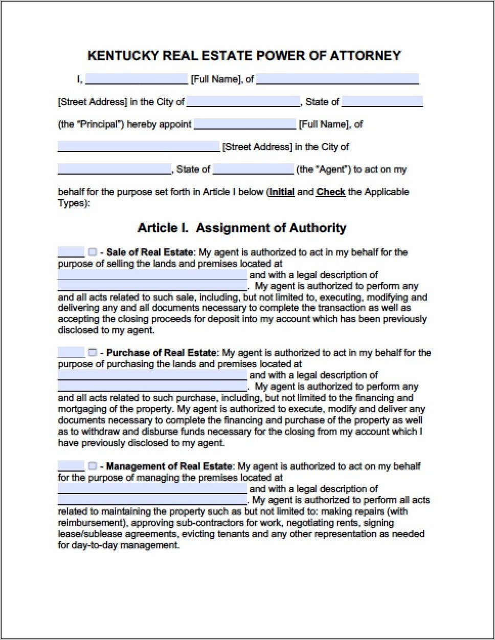 Power Of Attorney Legal Document Templates