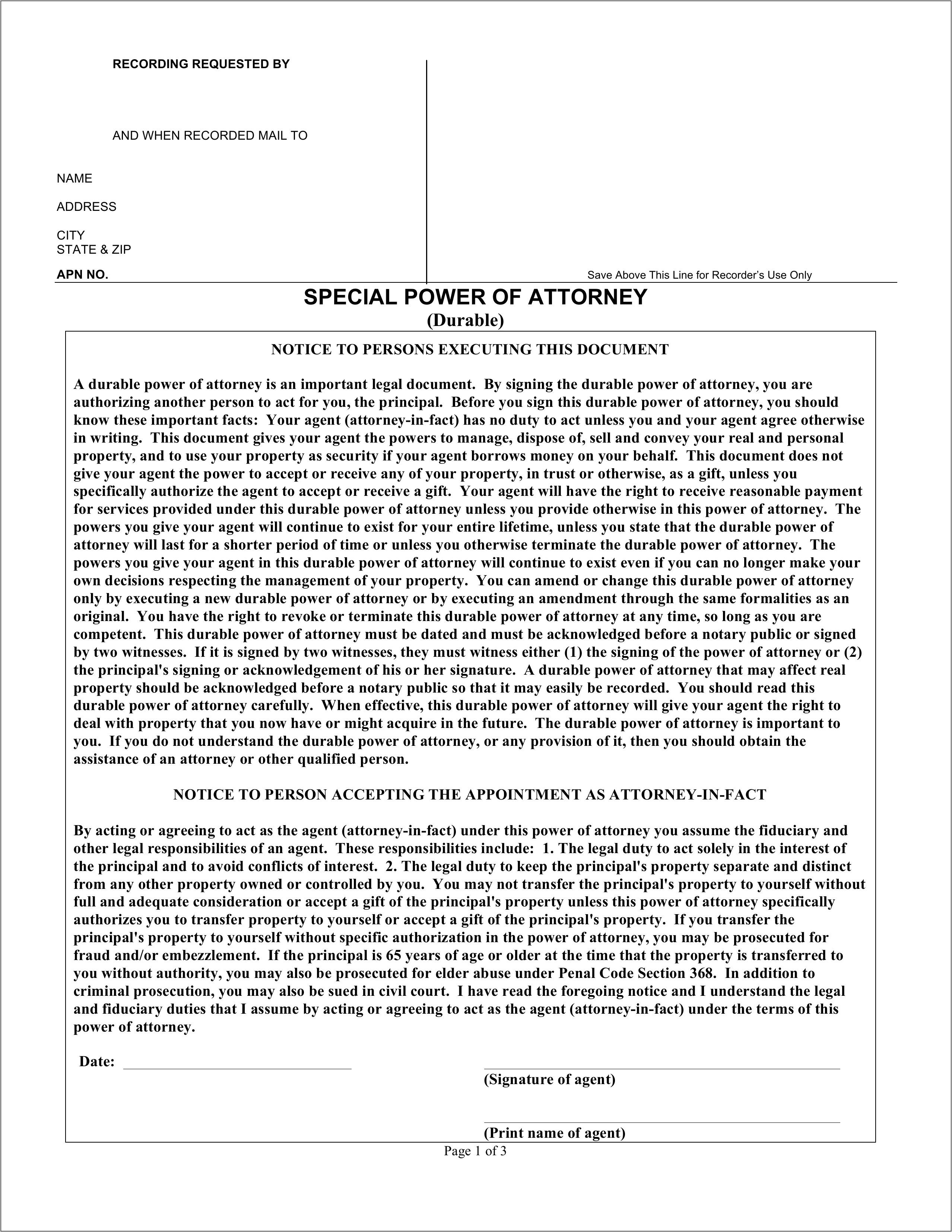 Power Of Attorney Pdf California