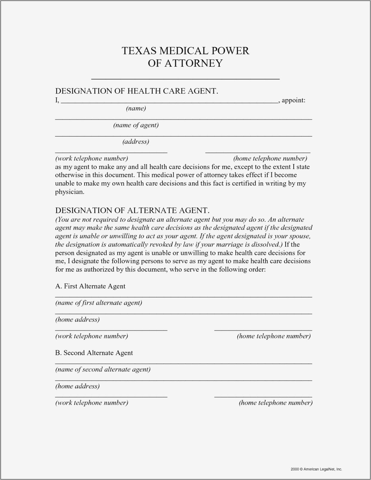 Power Of Attorney Texas Form 2018